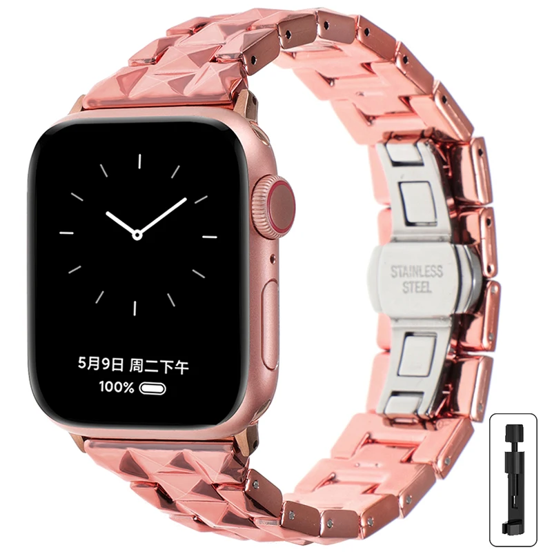 Correa para Apple Watch Band 46mm 44mm 40mm 45mm 49mm 38mm 42mm 41mm pulsera de para IWatch Series 10 8 7 6 5 4 3 2 1 Ultra: 44 mm / Castaño