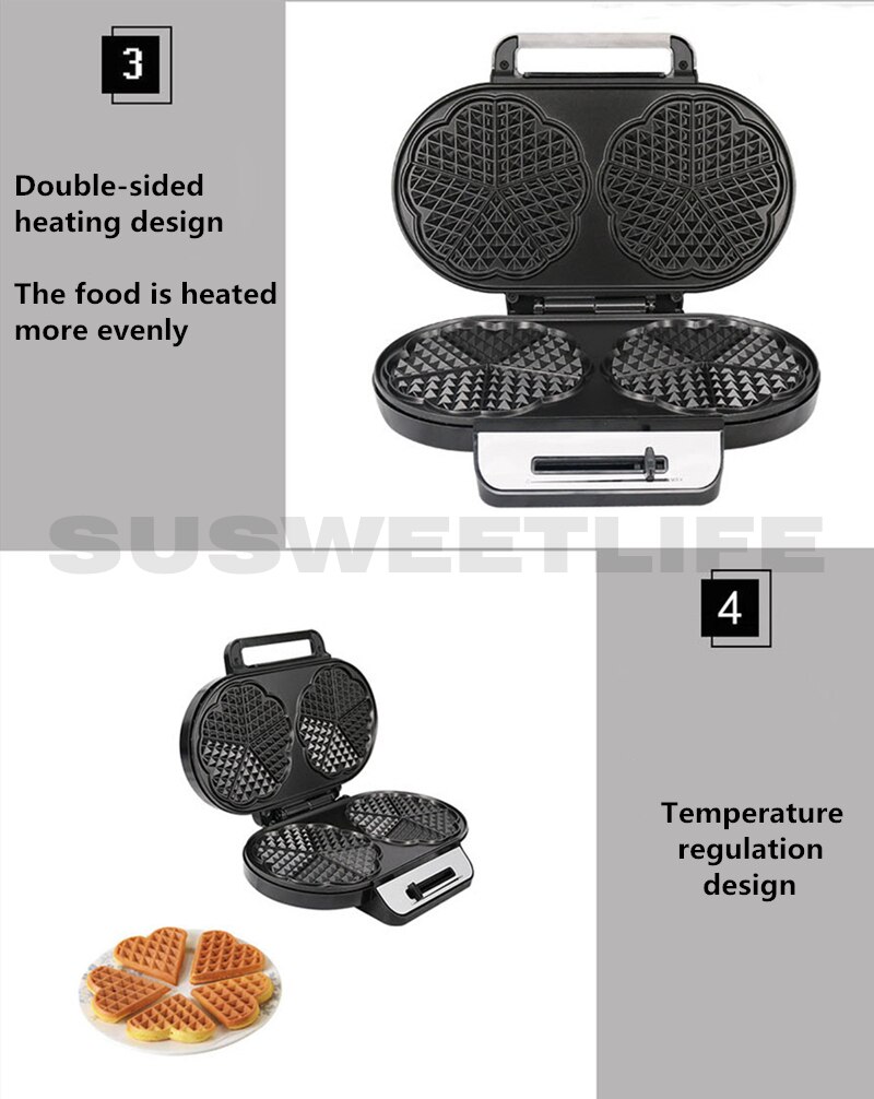 Double-head Mini Waffle Maker Multifunctional Home Cake Maker Breakfast Maker Toaster Electric Baking Pan