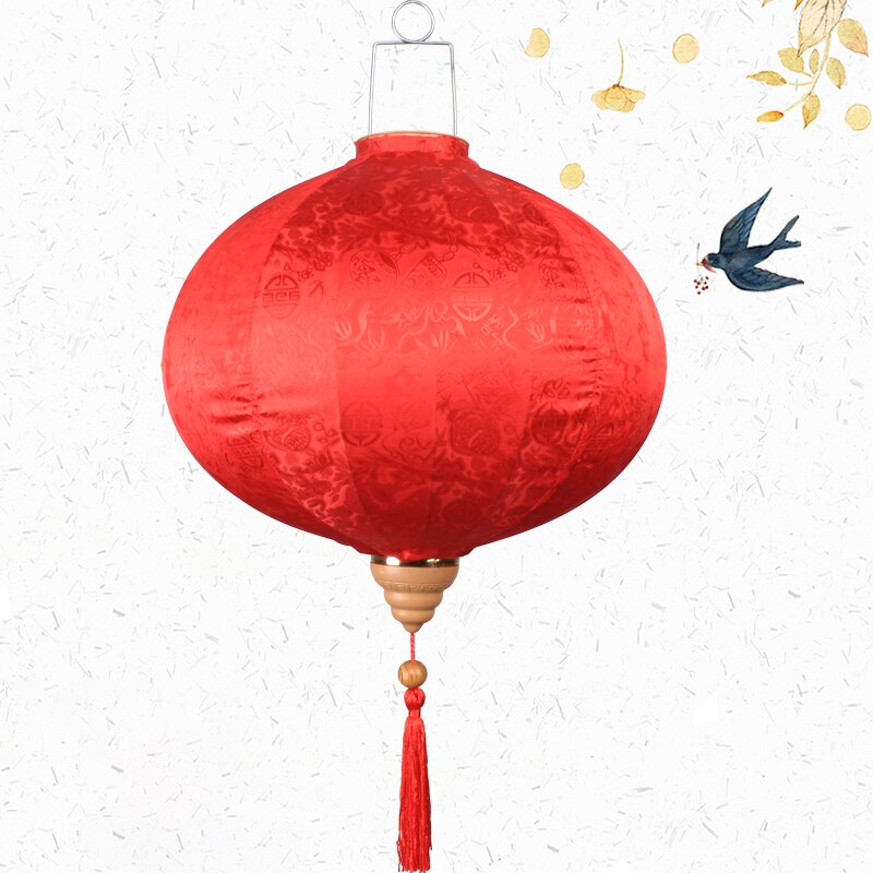 Year Lantern Party Wedding Ancient Lantern Vietnam Diamond Pattern Silk Cloth Round Lantern Retro Decoration: 4 / 12inch