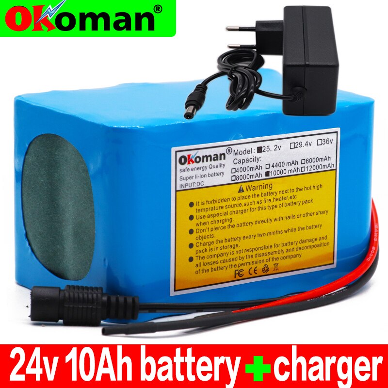 6s4p 24V 10Ah 18650 Battery Lithium Battery 25.2v 10000mAh Electric Bicycle Moped /Electric/Li ion Battery Pack with charger