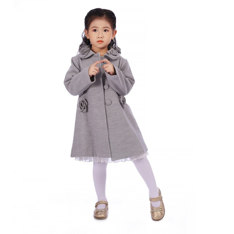 Outono inverno meninas casaco roupas quentes outwear primavera crianças jaquetas menina flor cinza casaco casual