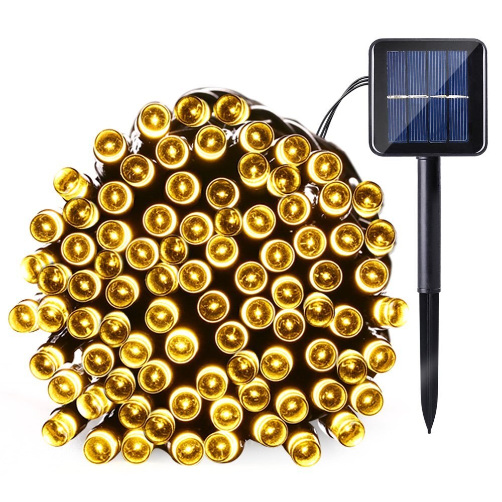 LED Solar String Lights 8 Mode Fairy Lights Outdoor Waterproof Christmas Garland Solar Power Lamp Garden Decoration D30: Warm White / 20M 200LEDs