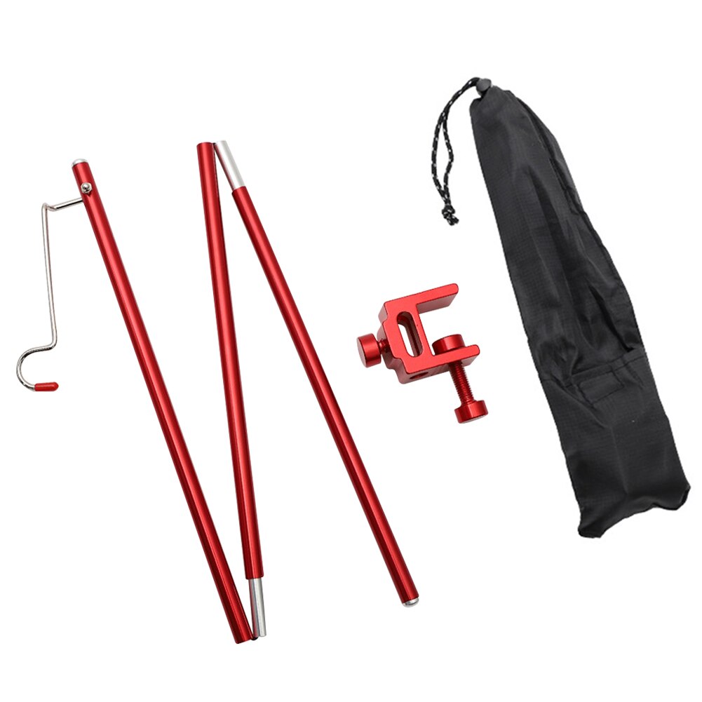 Opvouwbare mini-lantaarnpaal voor kamperen, picknicken, vissen, reizen, aluminiumlegering, verstelbare hoogte, lantaarnhouder: Rood