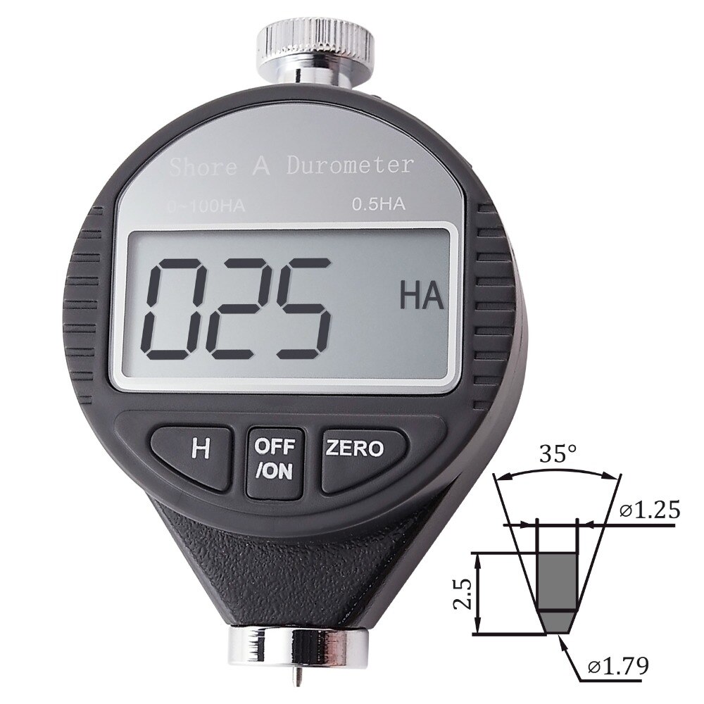 Handheld Shore A Hardness Meter Tester Portable Digital LCD Display Durometer 0~100HA Dial Scale Rubber Tire Zero Setting