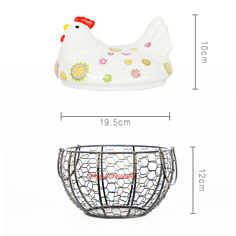 Keramik æg holder kyllingetråd æg kurv frugt kurv samling keramiske høne oraments dekoration køkken opbevaring 19 cmx 22cm