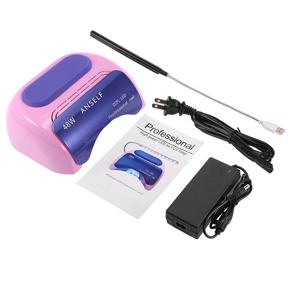 Anself 48W LED CCFL lámpara de uñas Gel secador de uñas máquina de curado uña Gel curado 110-240V herramienta de Arte de uñas EU US Plug: Pink US