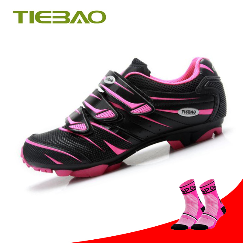 Tiebao Frauen Radfahren Schuhe Sapatilha Ciclismo Mtb SPD Pedale Sneaker Atmungsaktive selbst-Verriegelung Reiten Fahrrad Weibliche Mtb Schuhe: Socken Pro 816A P / 8,5