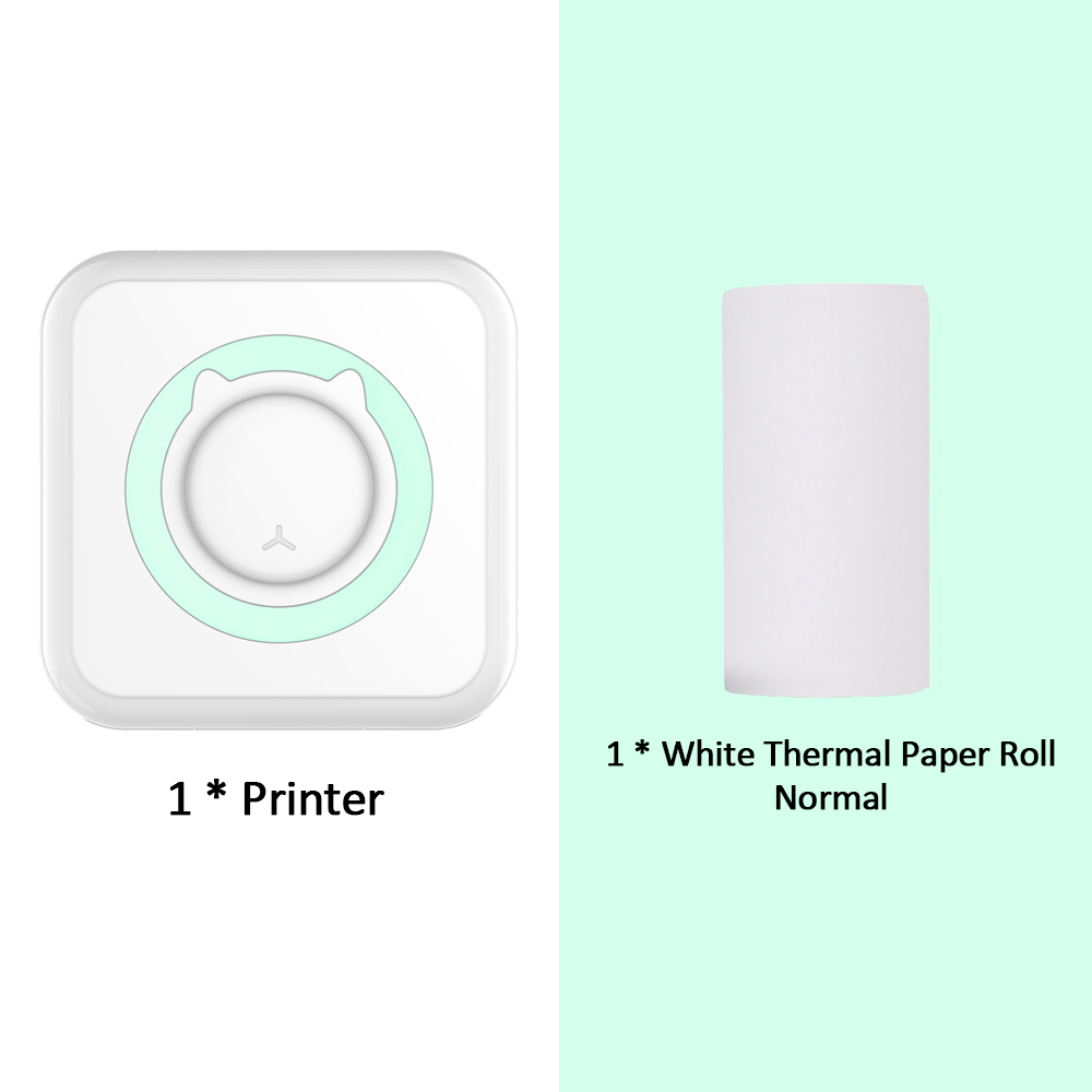 Pocket Thermal Printer for Android iPhone Portable Mini 200dpi Wirelessly Wireless BT Connect Photo Label Memo List Printing: Blue with one Paper