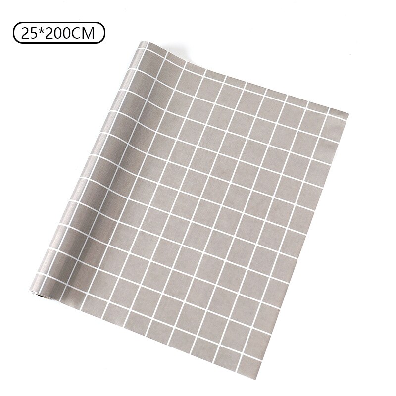 1 Roll Kitchen Stickers, Table Mat, Drawers, Shelf, Flamingo Cabinets, Waterproof Tablecloth, Oil-proof Shoes, Cupboard Mat: Gray grid / 35x200cm