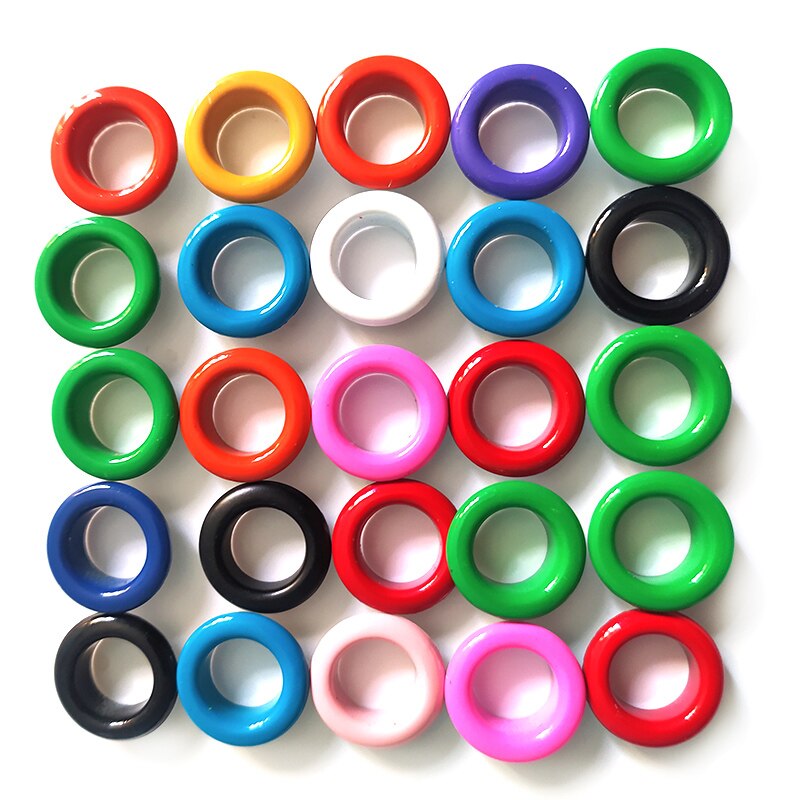 100pcs 3/4/5/6/8/10mm Multicolor Metal Eyelets Rivets Button holes Painted eyelets buckle mixed