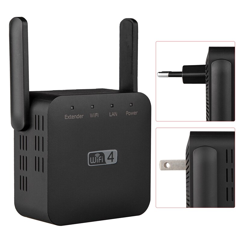 WiFi Signal Extender, Home 300 Mbps Wireless Repeater, WiFi Range Extender Signal Amplification Enhancer-Black