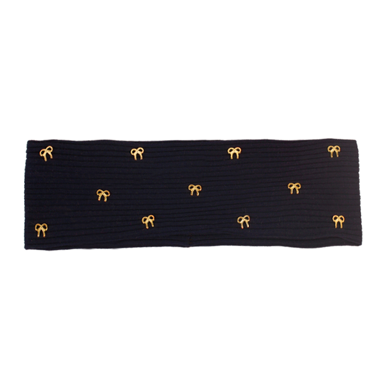 Geebro Women Metal bow Ribbed Headbands HairBands Casual Elastic Headwear Ladies Vintage Head Wraps Hair Accessories: army green