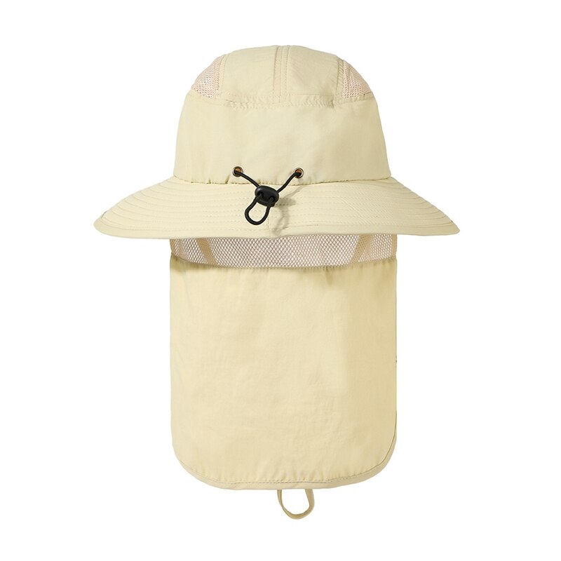 Summer Men UPF 50+ Sun Protection Cap Wide Brim Fishing Hiking Hat With Neck Flap Neck Cover Bucket Hat W: K