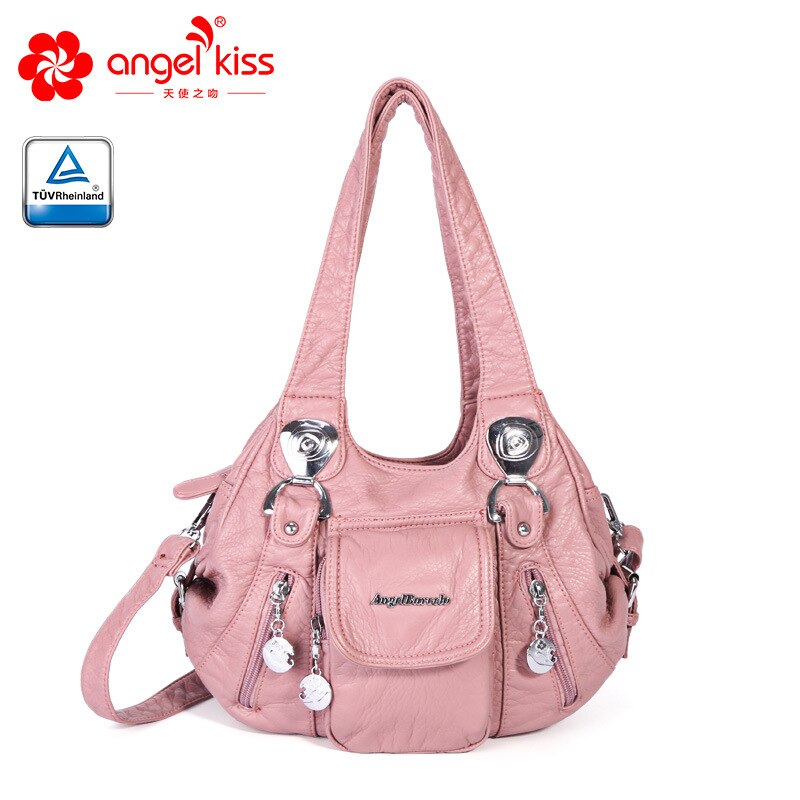 Wassen PU Lady Handtas Pure Kleur vrouwen Handtassen Diverse Kleuren Enkele Schouder Diagonaal Straddle Tas ZF10182: Pink