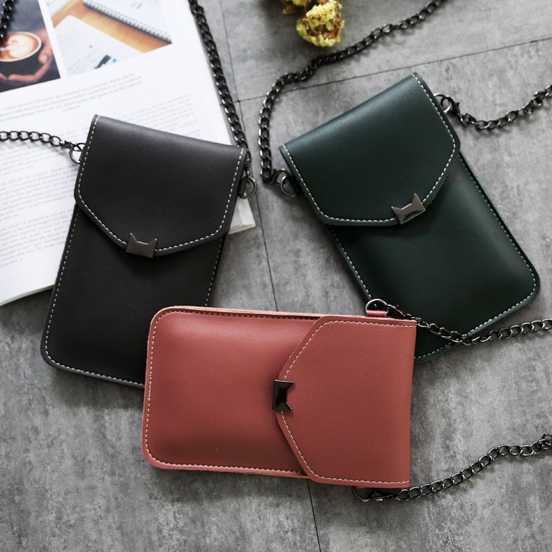 Leehur bolsa de ombro para celular, corrente de telefone móvel transparente com tela touch para iphone 11 xs xr bolsa samsung