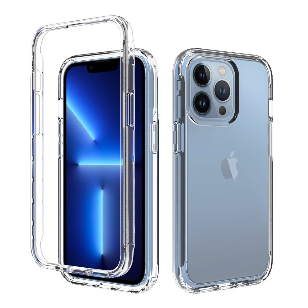 Funda transparente doble frontal + trasera de cuerpo completo 360 para iPhone 16 15 14 11 12 13 Pro Max Mini X XR XS 7 8Plus cubierta dura suave transparente