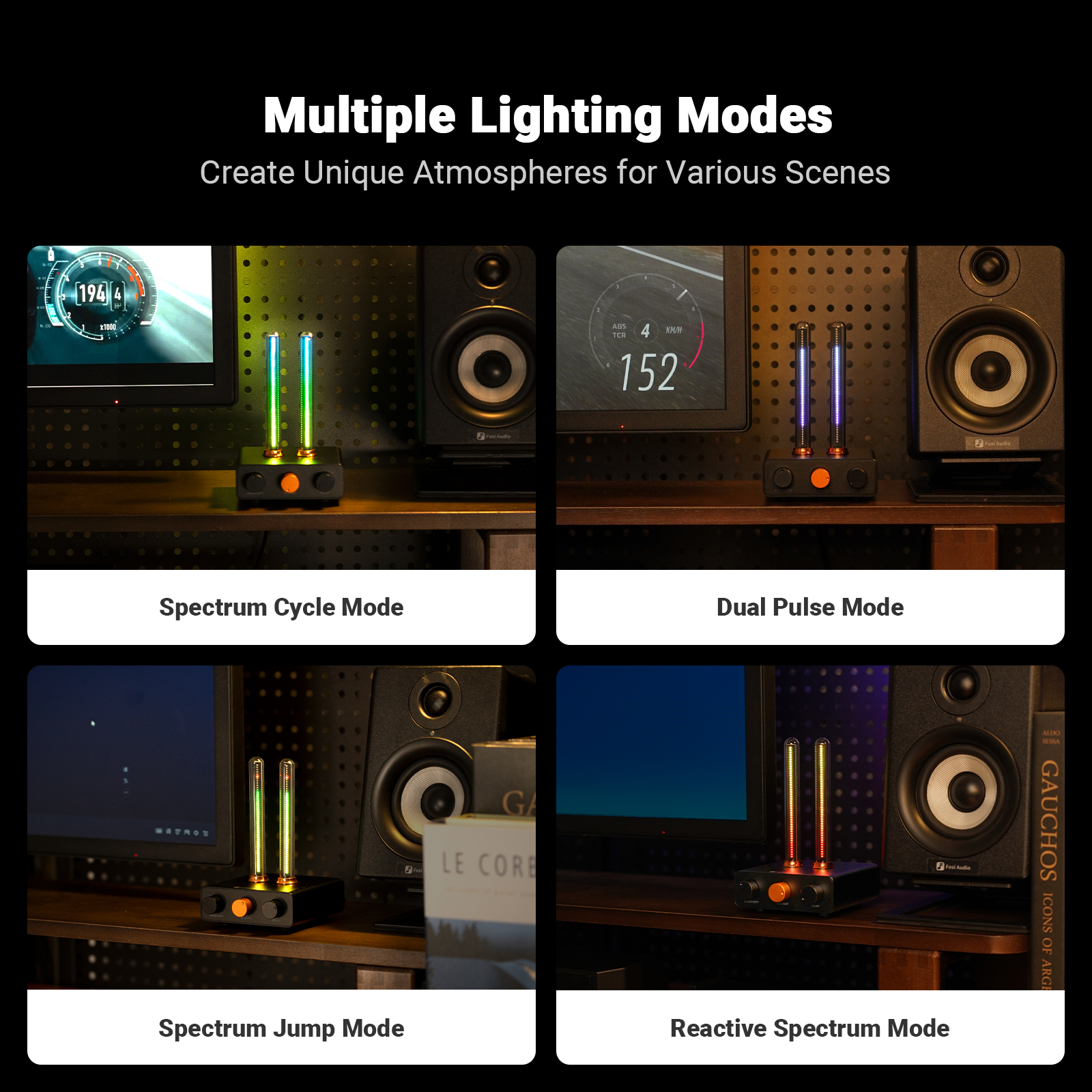 Fosi Audio Visualizer, Music Rhythm Ambient Light Desktop RGB Computer Monitor Light Bar Music Rhythm LED Rhythm Ambient lamp