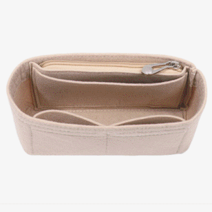 Til klassisk håndtaske cf flap filt stof indsats taske organizer makeup håndtaske organizer rejse indre pung bærbare kosmetik tasker: Khakizip til  l30