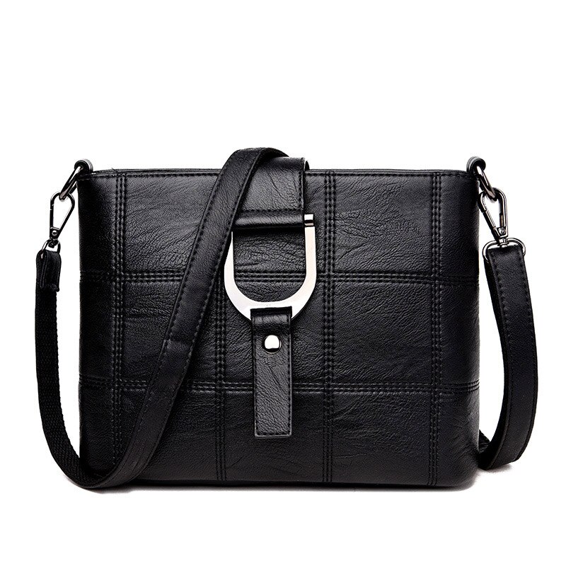 PHTESS Luxury Plaid Handbags Women Bags Brand Female Crossbody Shoulder Bags For Women Leather Sac a Main Ladies Bag: Black