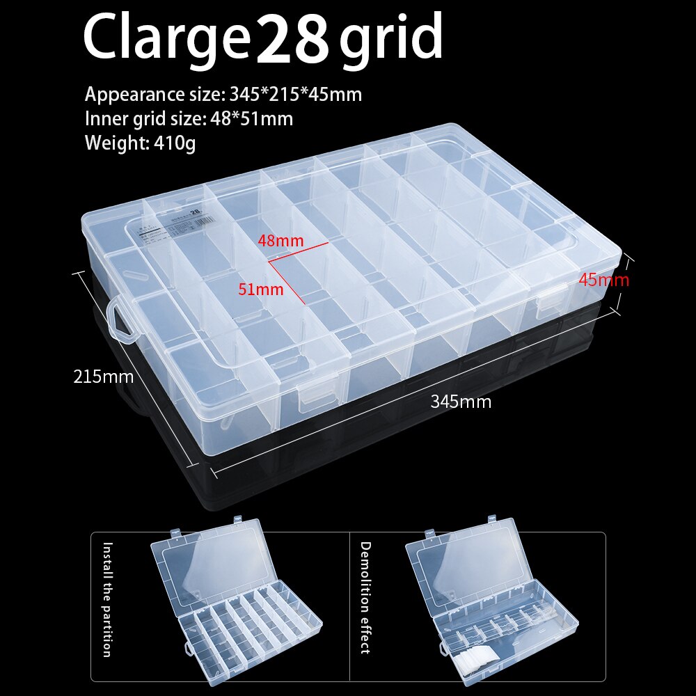 LUXIANZI Adjustable Plastic Storage Tool Box Portable Transparent Metal Parts Hardware Tools Screwdriver Organizer toolbox Case: LXZ918045