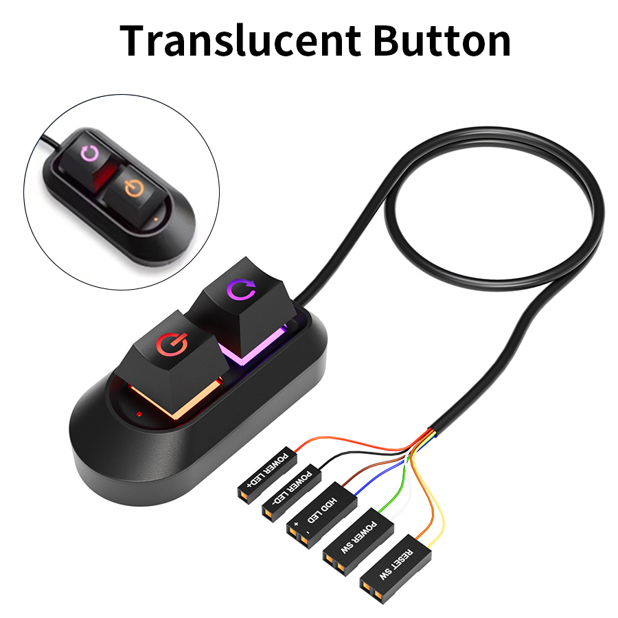 Mechanische aan/uit-schakelaar voor desktopcomputer, externe startschakelaar, aan/uit-schakelaar, resetknop, verlengkabel 2m , pc-kast, moederbordschakelaar: Bundel 2