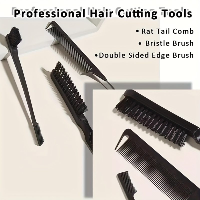 Juego de cepillos para el cabello con cerdas de jabalí de 4/5 piezas, kit de peinado con control de bordes unisex para untar y alisar la espalda, cabello rizado y normal