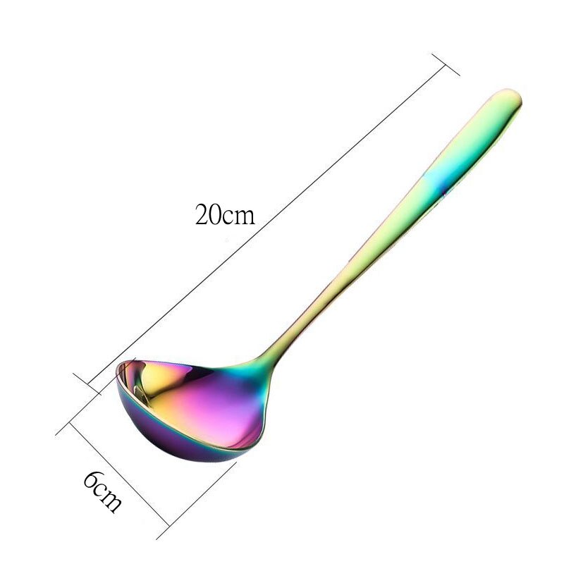 Stainless Steel Tableware Korean Long Handle Spoon Home Soup Spoons Cutlery Dinnerware Kitchen Cooking Utensils: Colorful