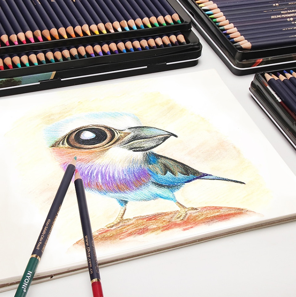NYONI 36/48/72Colors Watercolor Pencils Set Drawing Pencils Crayons Lapices De Colores Colored Pencils Art Sketch Colour Pencil