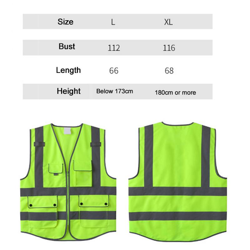 Reflecterende Vest Bouw Techniek Veiligheid Kleding Beschermende Verkeer Waarschuwing Groen Fluorescerend Auto Jas Veiligheid Vest