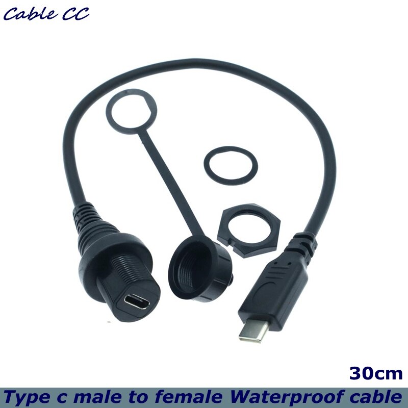 30cm USB-C IP67 Waterproof Cable type-c 3.1 IP 67 Male to Female Panel Mount Water Proof Connector Extension cord