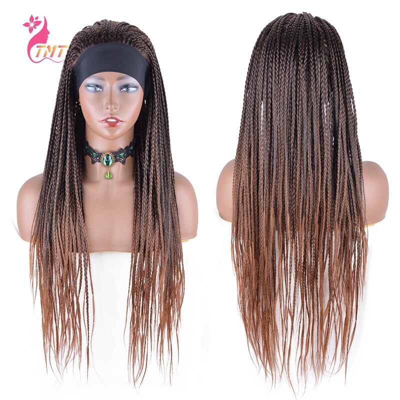 Braided Wigs With Headband Full Synthetic Wig Box Braids Wig Headband Wigs For Women Easy to Wear: 1B30