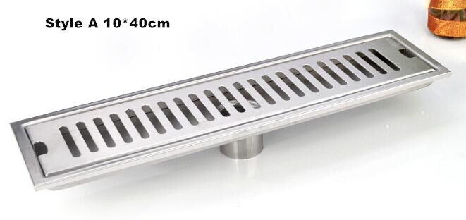 10x40cm Large Modern Brass Grille shape Bathroom Floor Waste Grate Shower Drain Drainer Bathroom Sanitary Floor Drain 58089: Green