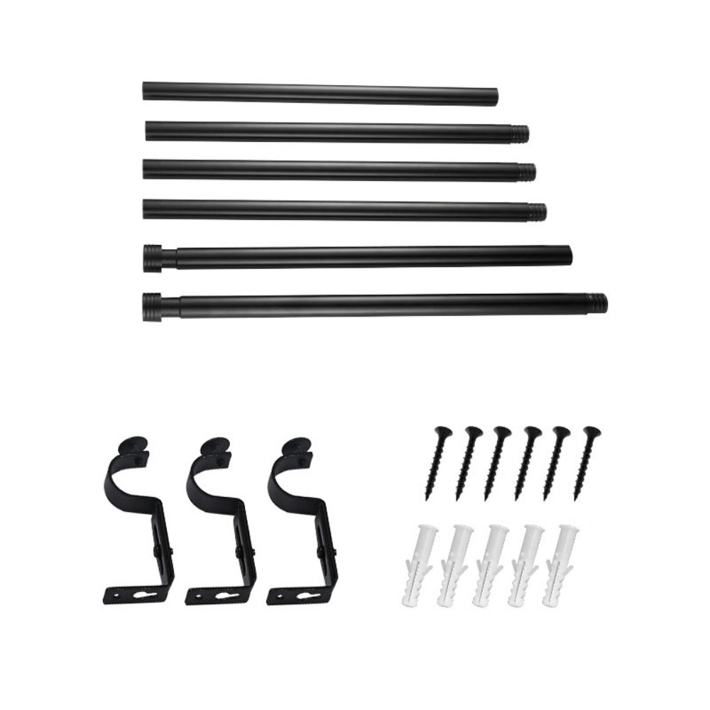 Stable Adjustable Curtain Rod Set Thread Thicken Curtain Rail Carbon Steel Black Drapery Curtain Telescopic Rod Cafe: MULTI