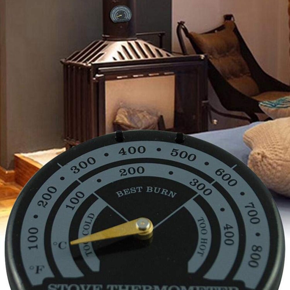 Horno para el hogar, herramienta de parrilla, termómetro magnético de madera para estufa, termómetro para la chimenea, medidor de ventilador, sonda con termómetro