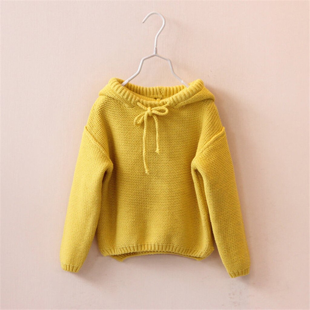 Maglie e Maglioni dei bambini Del Bambino Delle Ragazze Solido Con Cappuccio del Maglione Del Crochet Del Knit Magliette e camicette Maglione Lavorato A Maglia di Inverno di Autunno Del Bambino Maglieria outwear