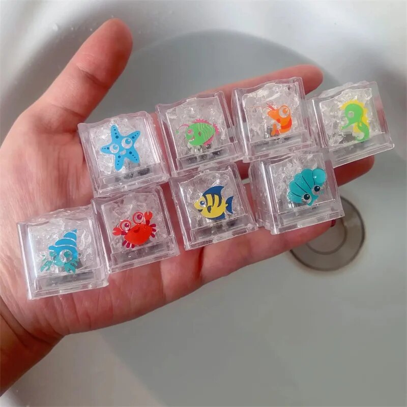12 Uds. Bañera de baño para bebé, juguetes con luz LED, cambio colorido, impermeable, rompecabezas de baño brillante, juguetes para niños, de cumpleaños infantil: Default Title