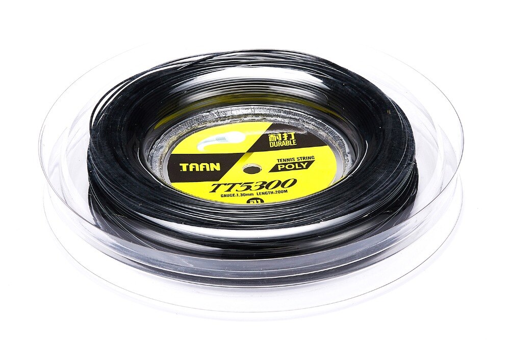 1 Reel TAAN TAAN TS5300 1.30mm Tennis Racket String 200m Reel Gray Black Tennis String Durable Control Strings