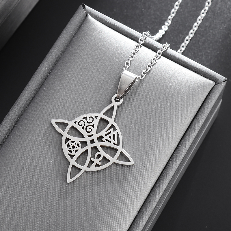 Moda bruxaria bruxa nó colar celta proteção irlandesa nó pingente masculino feminino tendência amuletos jóias presentes