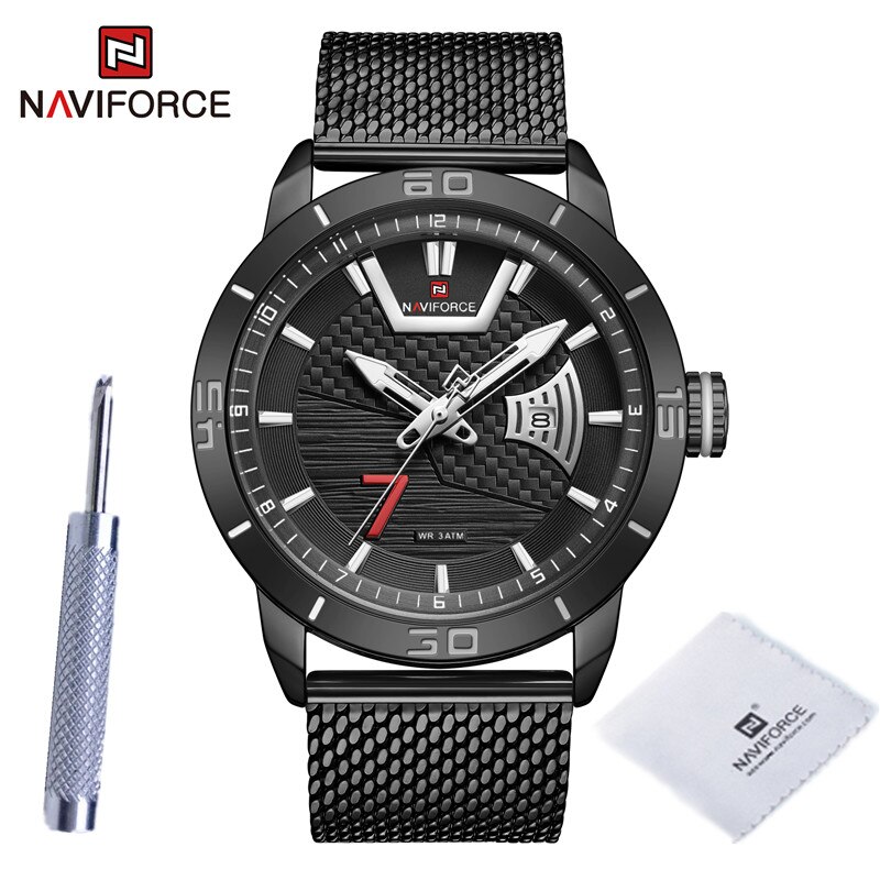 Top Brand Naviforce Business Heren Horloges Roestvrij Stalen Band Horloges Waterdicht Mannen Klok Relogio Masculino: BB