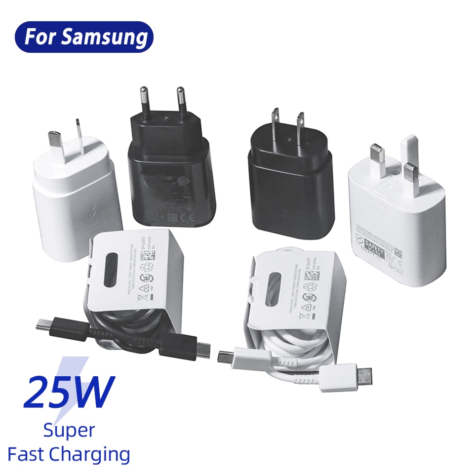 Pro Samsung S21 Ultra Ladegerät PD 25W Adapter Typ C Chargeur Pro Galaxis M62 S21+ S20 FE 5G Telefon USB C Ladegerät EU uns UK AU Stecker