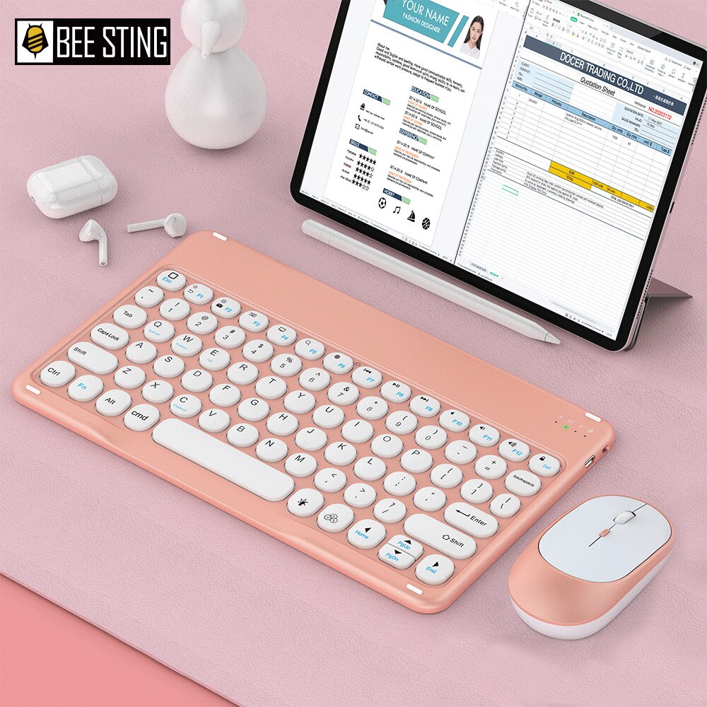 Bluetooth Keyboard Mouse French Arabic Spanish Teclado Sem Fio For Android Samsung Windows iPad Phone Tablet Wireless Keyboard