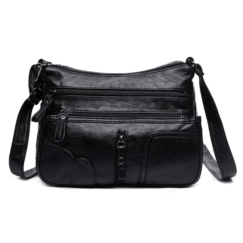 mujer bandolera bolso de cuero PU suave Multi-Bolsillo cremallera señoras chicas compras bandolera: D