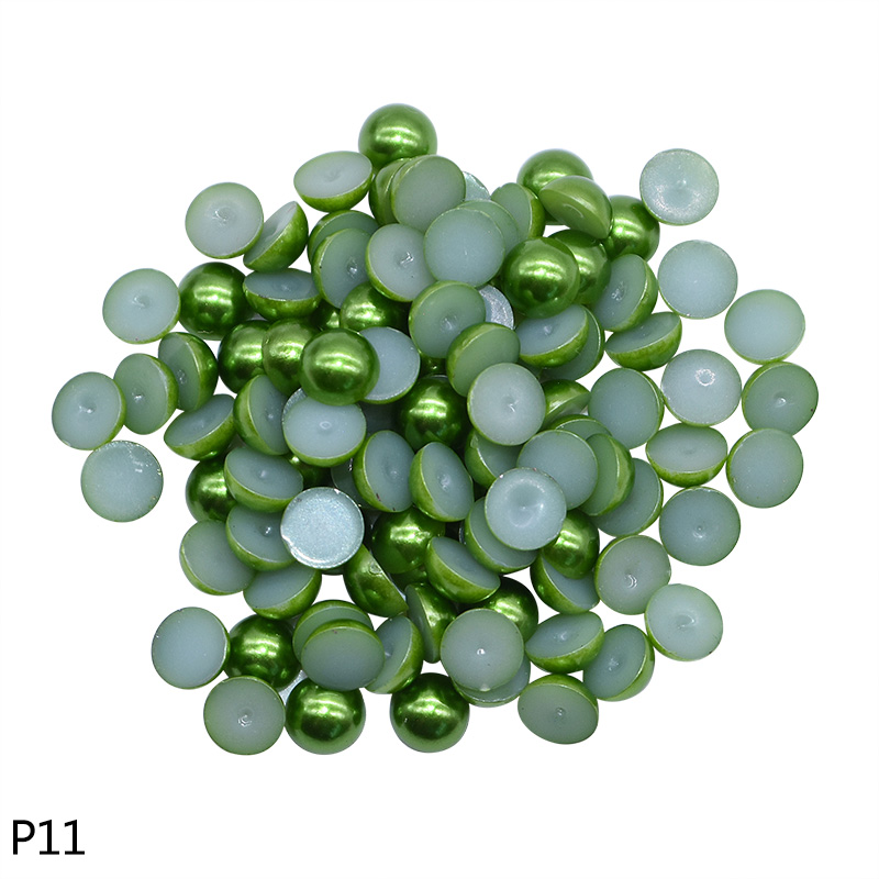 500 pièces 6mm multicolore résine plastique demi ronde perle artisanat Imitation perle perles pour vêtement accessoires filles chapeaux décor: P11