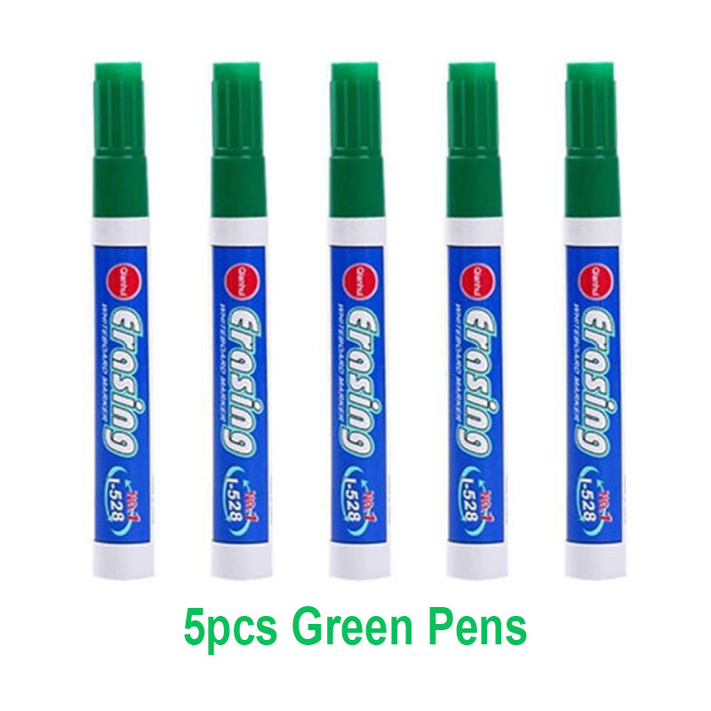 Stylo marqueur effaçable de grande capacité, 4 couleurs, pour tableau blanc, fournitures de papeterie pour salle de classe, réunion de bureau: 5pcs Green Pens