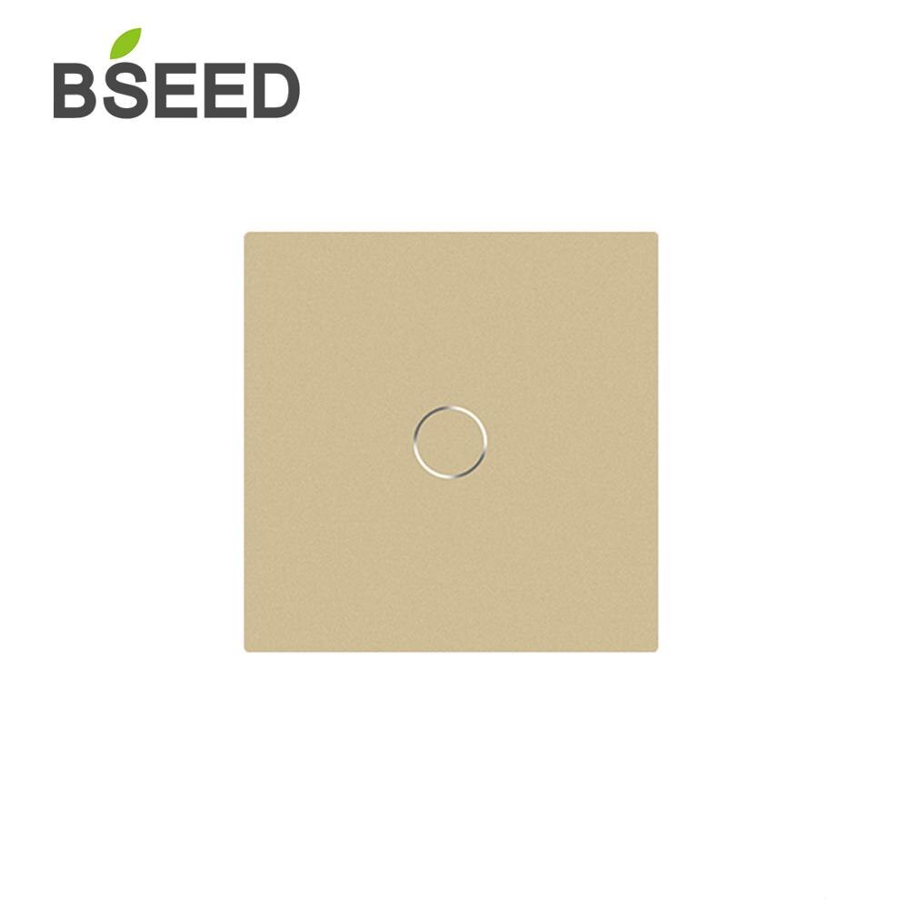 Bseed-interruptor de luz sensível ao toque, 47*47mm, para parede, painel de vidro pequeno, faça você mesmo, 1/gang, nova cortina, padrão, dimmer, partes de vidro de cristal: 1Gang Golden