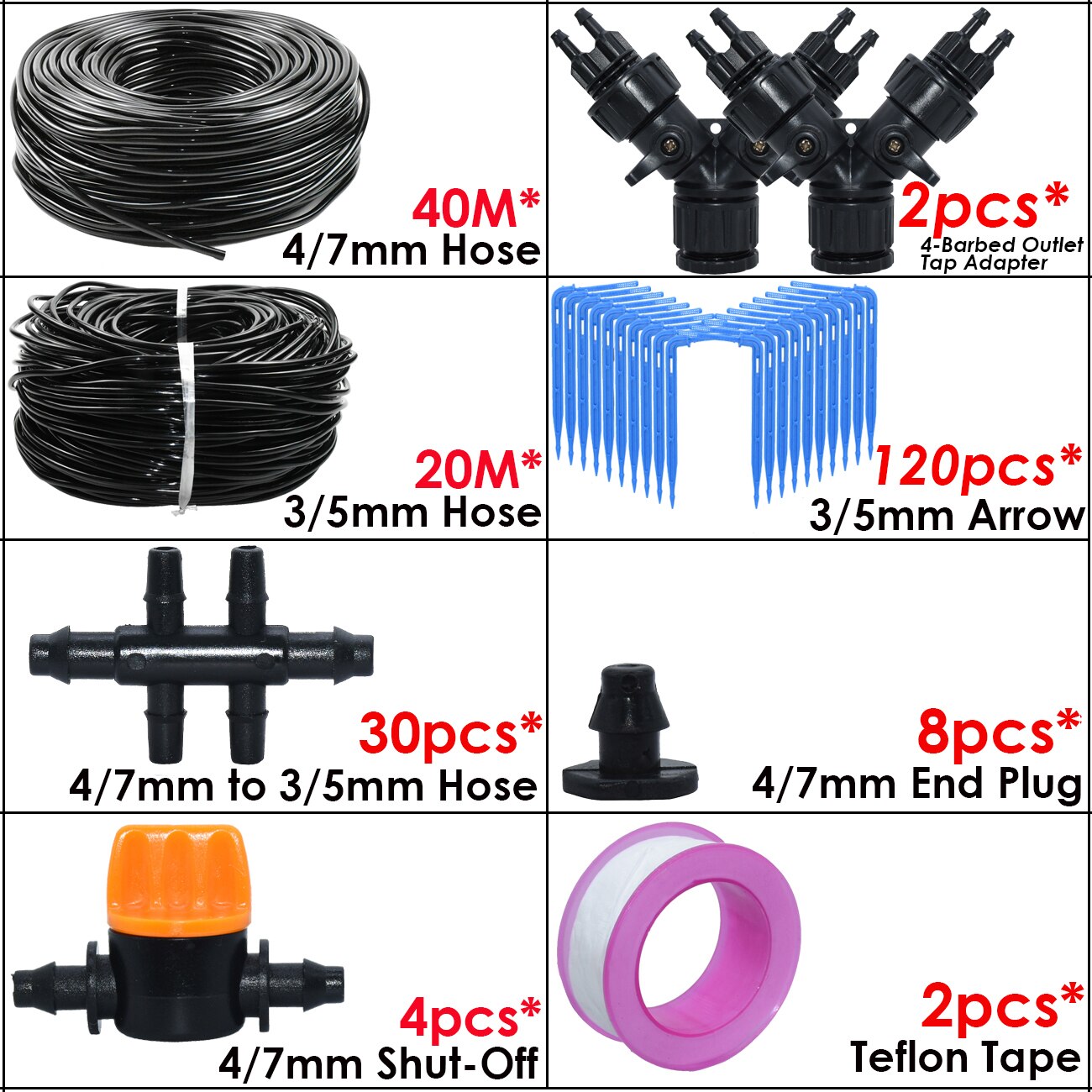 Kas Automatische Elleboog Emitter Drip Systeem 4/7 3/5Mm Slang Tuin Watering Irrigatie Kit Voor Thuis Ingemaakte plant: Bruin