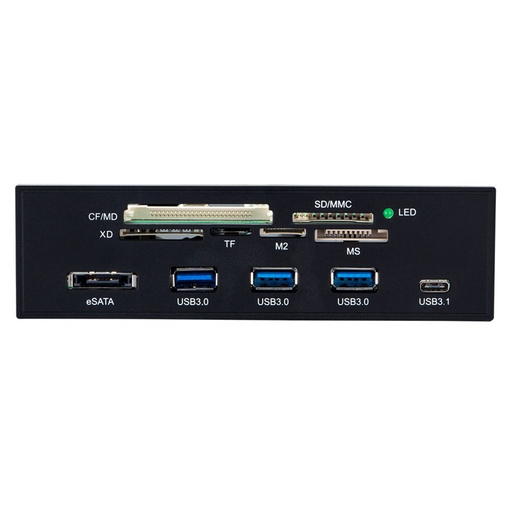 Nworld STW-Lector de tarjetas multifunción todo en 1 para PC, panel frontal de 5,25 pulgadas, 3 puertos, USB 3,0, 3,1, compatible con M2, MSO, SD, MS