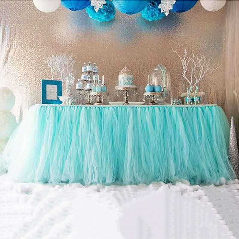 Table Skirt Simple Table Skirt for Wedding Birthday Home Decoration Tulle Table Skirt for Christmas Party Table Cloth