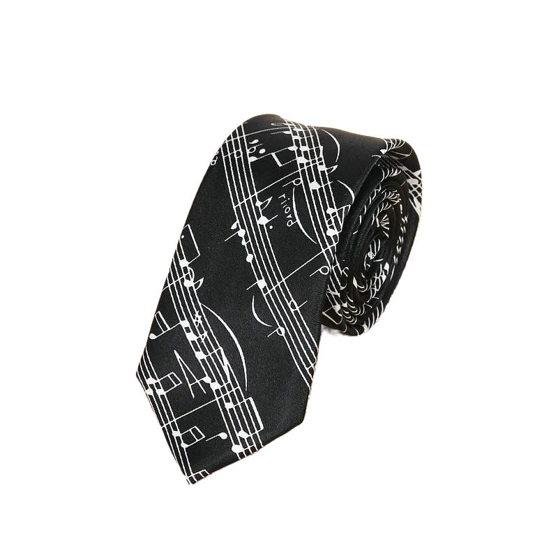 Corbata delgada de clásica para hombre, notas musicales coloridas, guitarra de Piano impresa, corbata de poliéster de 5cm de ancho, accesorio de para