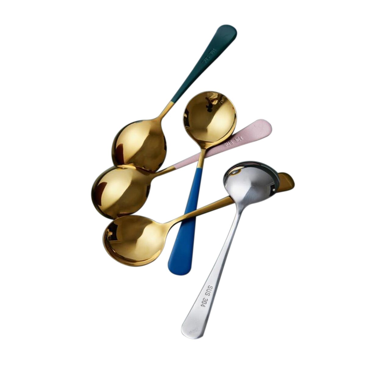 Cuchara de sopa grande, mesa de cabeza redonda de acero inoxidable cuchara para cenas accesorios de servicio para Cocina Casera